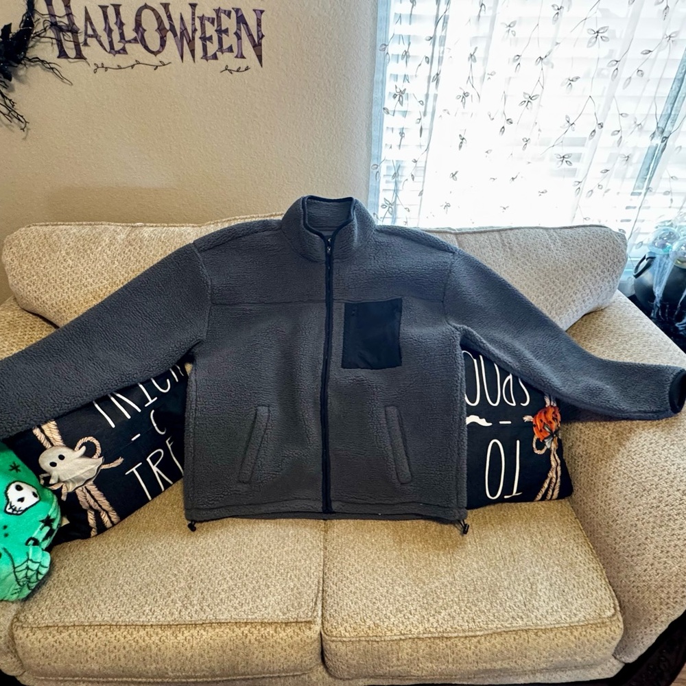 Hollister Charcoal Fleece Jacket